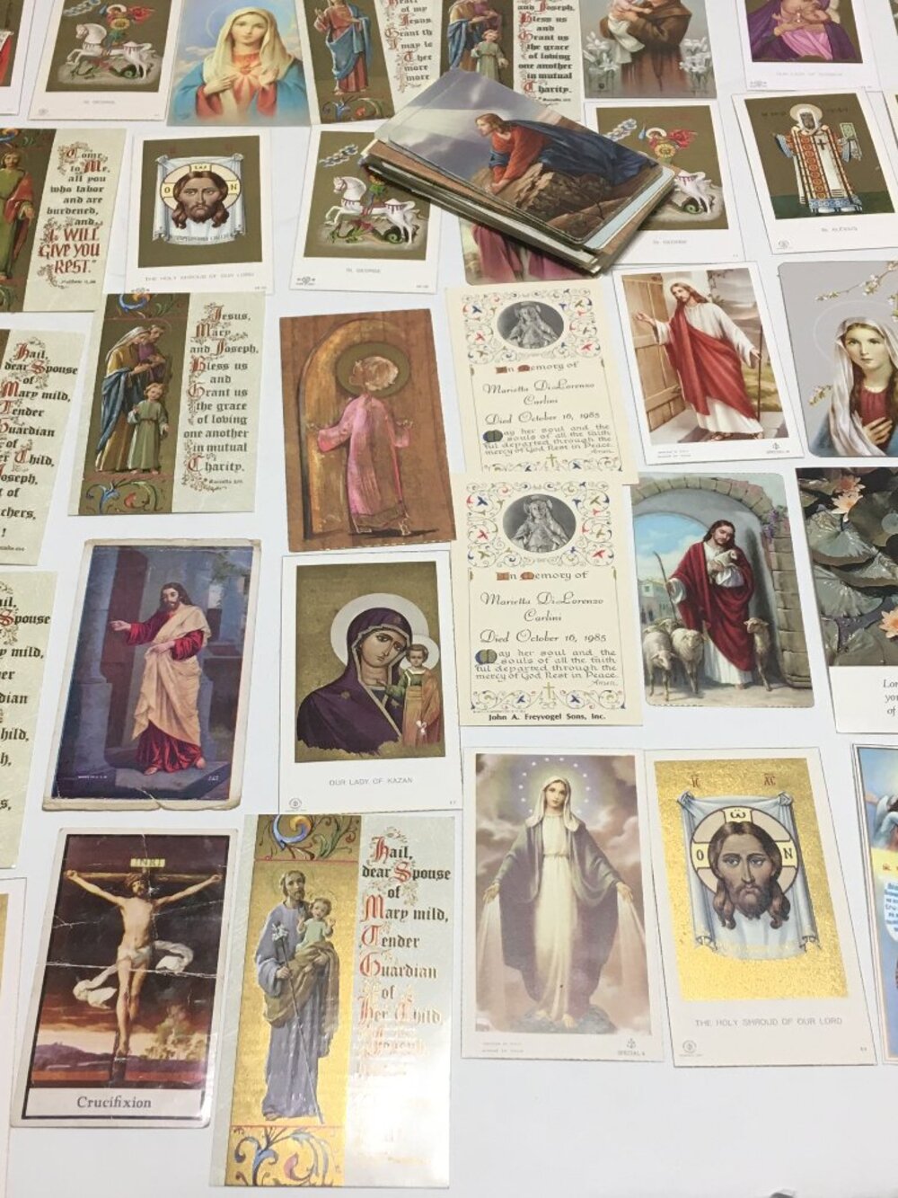 Large lot vintage funeral prayer cards healing cards religious paper ephemera